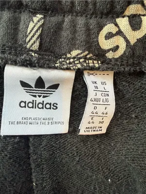 adidas Black Joggers with Allover White Logo Print Women’s Large thumbnail 2
