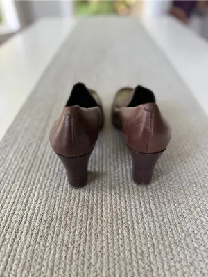 Franco Sarto Brown Leather 90s Minimalist Block Heel Loafers Size 8 thumbnail 5