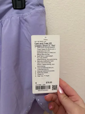 NWT Lululemon fast and free high rise classic short 3” thumbnail 4