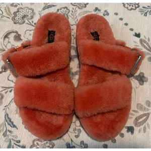 UGG Fuzz Yeah Sherling Slide Sandal Slipper Mariposa Coral Orange Womens Size 9 thumbnail 2