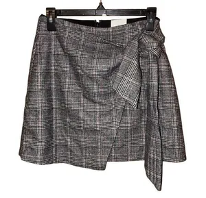Aritzia Wilfred Dorine Front Wrap Wool Cashmere Mini Skirt plaid sz 6 #780 thumbnail 1