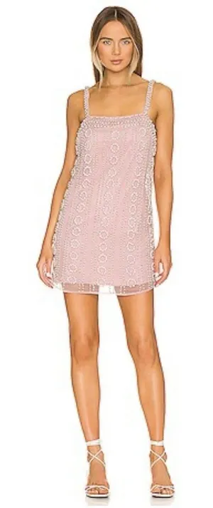 LPA Lelia beaded Mini dress bubble pink Size M thumbnail 1