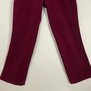 Corduroy Pants Burgundy Dark Red‎ Straight Leg Women High Waisted Rise Pockets thumbnail 5