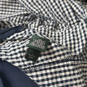 Wild Fable Seersucker Gingham Plaid Mini Dress Womens L Navy White Button Front Drop Waist thumbnail 3