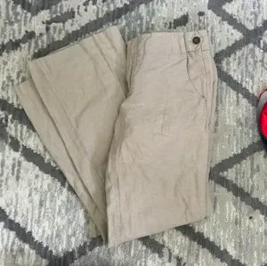 Gap Linen Pants Hip Slung Flared Women’s Leg Cotton Beige thumbnail 2