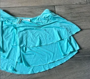 Tiger Mist Blue teal Ruffled Mini Skirt thumbnail 4