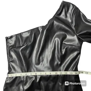 Lulus Highly Favored‎ Black Vegan Leather One-Shoulder Mini Dress thumbnail 8