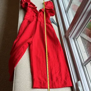 NWT Lulu’s Red Jumpsuit Romper with ruffled shoulders thumbnail 14