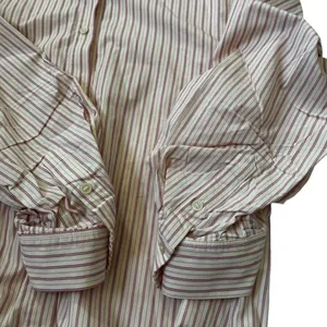 Zara Oversized Striped Button Down Shirt Pink Burgundy Cotton Medium | 0216 thumbnail 4