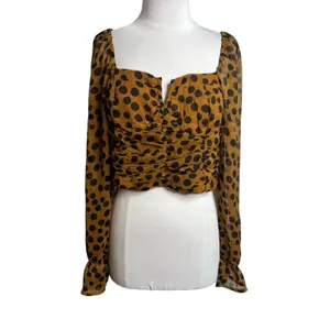 Free‎ People Parker Top smocked printed crop top Sz M thumbnail 6