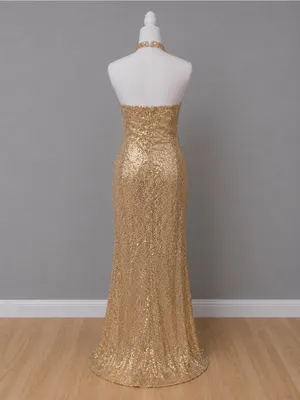 #22-13 Gold floor-length evening gown-1X/Size 16 thumbnail 5