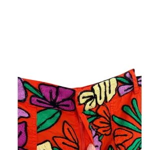 Roller Rabbit Jorales Sierra Embroidered Floral Shorts Red Orange Small NWT‎ thumbnail 2