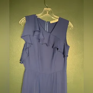 Amanda Uprichard Elegant Navy Blue Ruffle Midi Dress Special Occasion thumbnail 4