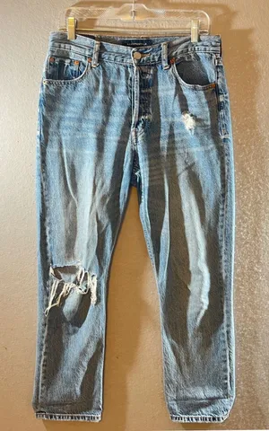 876 | Aeropostale 90s Super High Rise Straight Jeans Distressed Women's Size‎ 8 thumbnail 1