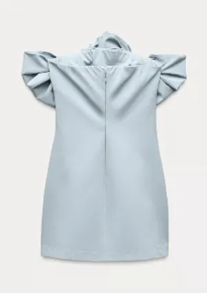 ZARA NWT VIRAL TIK TOK blogger’s FAVORITE stunning BLUE STRAPLESS BOW DRESS S thumbnail 5