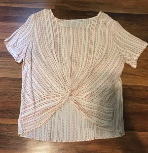 Short Sleeve Blouse White Size L thumbnail 2