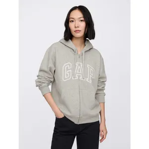 Gap Logo Relaxed Fit Zip Up Hoodie Gray Size XL thumbnail 2