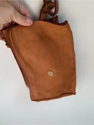 Coldwater Creek Just Right crossbody bag soft calfskin caramel tone leather boho thumbnail 6