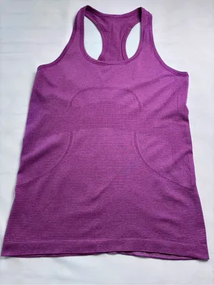 lululemon athletica Swiftly Tech Racerback Tank Magenta size 8 Motivational hem thumbnail 2