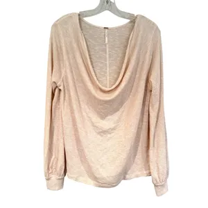 Free People Palmer‎ Shimmer Striped Knit Top Women's Large Ivory Gold Boho Y2K thumbnail 5