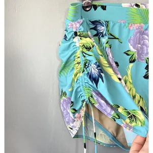 Cacique Swim Skirt Plus Size 24 Blue Floral Ruched Tankini Bottom Beach Summer thumbnail 4