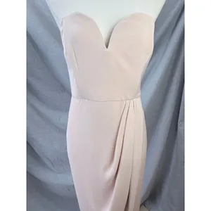 Shona Joy Blush Strapless Draped Cocktail Midi Dress Light Pink‎ 6 USA Wedding thumbnail 10