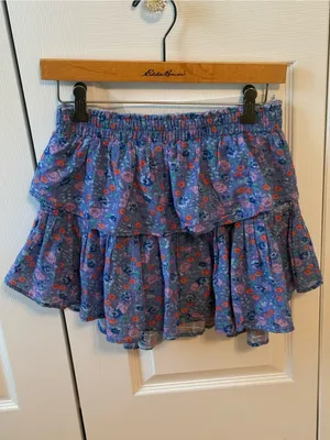 LoveShackFancy Ruffle Mini Skirt in Summer Blues thumbnail 2