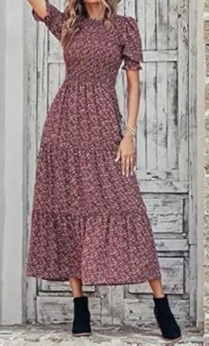 BTFBM Red & White Floral Maxi Dress, Size XL thumbnail 1