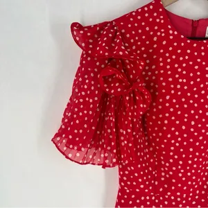 Keepsake Moonshine Dress Red Polka Dot Chiffon Flutter Sleeve Mini Dress Size XS thumbnail 6