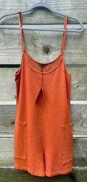 Monrow $128 Revolve Comfy Faded Rust‎ Supersoft Easy Romper Beachy Vacay Resort thumbnail 1