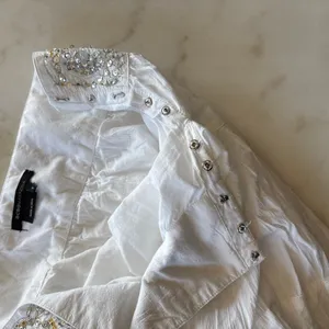 BCBGMaxAzria Vintage Y2K White Tiered Boho Midi Skirt Beaded Sequin Size Small thumbnail 5