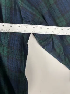 LL Bean Sherpa Lined Plaid Flannel Shacket Blue Green Shirt Men’s SZ XL Fleece thumbnail 11