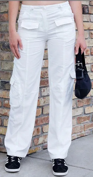 Brandy Melville White Cargo Pant thumbnail 1