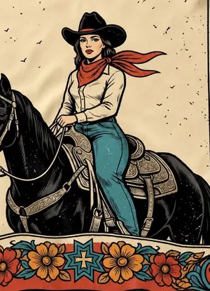 NWT Western Cowgirl Wild Rag Scarf Horse Floral Bandana 28” Square thumbnail 1