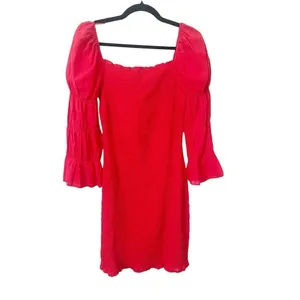 J.O.A. Red Just One Answer Smocked 3/4 Sleeve Mini Dress XL‎ thumbnail 2