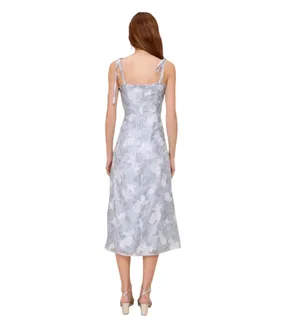 Lulu's obviously gorgeous blue floral tie-strap bustier midi dress thumbnail 3