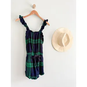 Aerie‎ | NWT Flannel Plaid Romper in Green Blue | Sz XS thumbnail 2