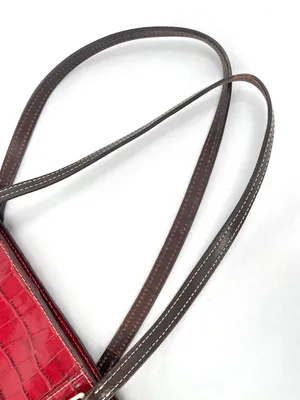 Dooney & Bourke Croco Embossed Red Leather Lexington Shopper Tote Shoulder Bag thumbnail 11
