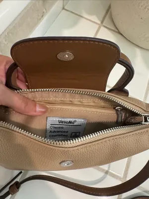 Compact Beige Crossbody with Brown Adjustable Strap Tan thumbnail 3