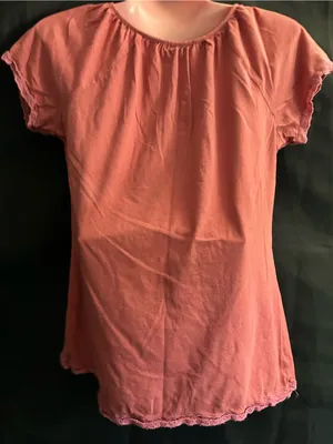 Ralph Lauren Jeans Co Vintage Pastel Coral Crochet-Trim Short Sleeve Top MD thumbnail 2