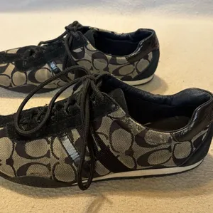 Coach Katelyn Black and Gray Canvas Signature Logo Sneakers size 7.5 thumbnail 1