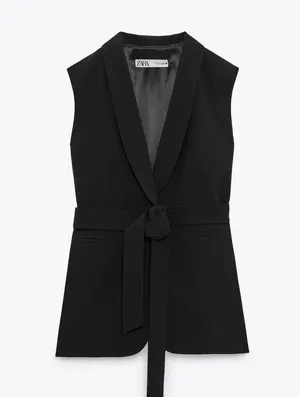 Zara Belted Tuxedo Vest thumbnail 1