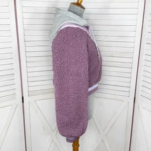 For Love &‎ Lemons Cozy Sherpa Cropped Pullover Half Zip Hoodie Purple Small thumbnail 4