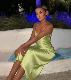 Zara Dress Lime Green Satin Effect Maxi Midi Wedding Party Date Coctail thumbnail 9