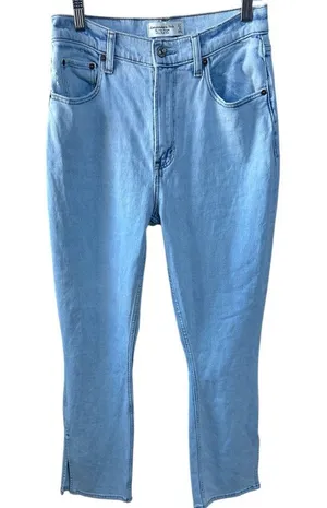 Abercrombie Curve Love Slim Straight Ultra High Rise Split Hem Size 27 Short thumbnail 1