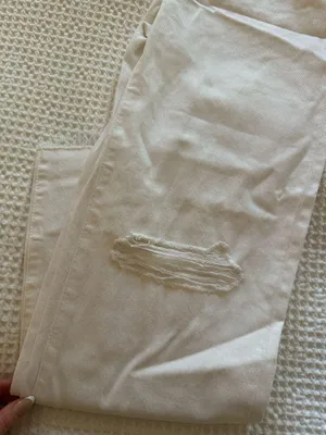Madewell Baggy Straight White Jeans Distressed thumbnail 3
