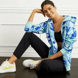 NWT‎ Hill House The Allie Zip Hoodie in Ocean Kaleidoscope Blue thumbnail 1