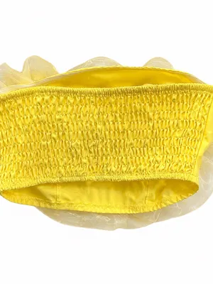 Boutique Yellow 3D Floral Organza Bandeau Crop Top NWOT Size M thumbnail 3