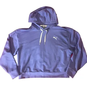 PUMA Womens Cropped Pullover‎ Hoodie Hazy Blue Long Sleeve Size Small thumbnail 3