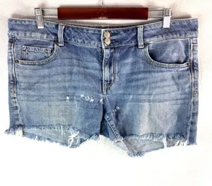 American Eagle Outfitters XL Light Blue Distressed Denim Jean Shorts thumbnail 1